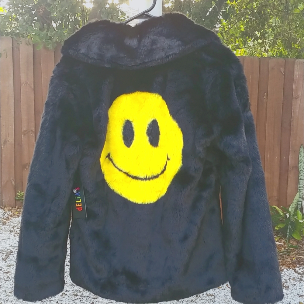 Faux fur Retro style Smile jacket. Delia's